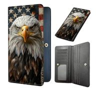 HJCYXJLK Long Women Wallet, Ultra Slim Wallet for Women, RFID Blocking PU Leather Credit Card Holder,Business Travel Wallet-L3, American Eagle Gaze, 7.7 x 3.5 inch, Modern