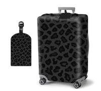HJCYXJLK Luggage Covers, Travel Suitcase Covers with Suitcase Tag, Carry On Luggage Protector Baggage Sleeve Elastic Anti-scratch With Concealed Zipper-3, Black Leopard Print, S (Fit 18-21 Inch