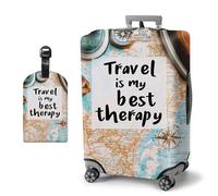 HJCYXJLK Luggage Covers, Travel Suitcase Covers with Suitcase Tag, Carry On Luggage Protector Baggage Sleeve Elastic Anti-scratch With Concealed Zipper-1, Travel Therapy Map, S (Fit 18-21 Inch