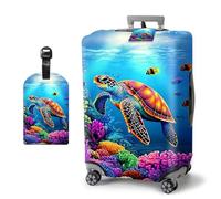 HJCYXJLK Luggage Covers, Travel Suitcase Covers with Suitcase Tag, Carry On Luggage Protector Baggage Sleeve Elastic Anti-scratch With Concealed Zipper-1, Colorful Sea Turtle, S (Fit 18-21 Inch