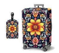 HJCYXJLK Luggage Covers, Travel Suitcase Covers with Suitcase Tag, Carry On Luggage Protector Baggage Sleeve Elastic Anti-scratch With Concealed Zipper-2, Colorful Wildflowers, S (Fit 18-21 Inch