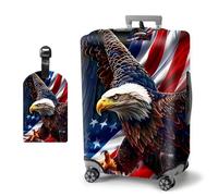 HJCYXJLK Luggage Covers, Travel Suitcase Covers with Suitcase Tag, Carry On Luggage Protector Baggage Sleeve Elastic Anti-scratch With Concealed Zipper-3, American Flag Eagle, S (Fit 18-21 Inch