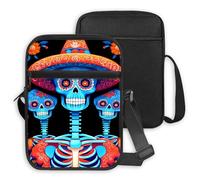 HJCYXJLK Messenger Bag for Men Women, Adjustable Multi-pocket Messenger Bag with Zipper Lightweight Crossbody Bags-16, Day of Dead Skulls, 9 x 7 x 2 inches