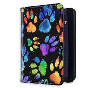 HJCYXJLK RFID Blocking Passport Holder for Travel, Passport Cover Case for Travel Document Organizer Passport Card Holder, Passport Wallet with Card Slots for Men & Women 8, Colorful Paw, 8.5*5.6 inch
