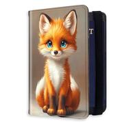 HJCYXJLK RFID Blocking Passport Holder for Travel, Passport Cover Case for Travel Document Organizer Passport Card Holder, Passport Wallet with Card Slots for Men & Women, L2, Cute Orange Fox, 8.5*5.6