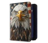 HJCYXJLK RFID Blocking Passport Holder for Travel, Passport Cover Case for Travel Document Organizer Passport Card Holder, Passport Wallet with Card Slots for Men & Women, L5, American Eagle Gaze, 8.5