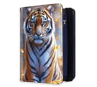 HJCYXJLK RFID Blocking Passport Holder for Travel, Passport Cover Case for Travel Document Organizer Passport Card Holder, Passport Wallet with Card Slots for Men & Women, L3, Golden Blossom Tiger