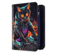 HJCYXJLK RFID Blocking Passport Holder for Travel, Passport Cover Case for Travel Document Organizer Passport Card Holder, Passport Wallet with Card Slots for Men & Women 7, DJ Black Cat, 8.5*5.6 inch