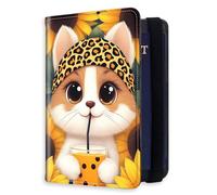 HJCYXJLK RFID Blocking Passport Holder for Travel, Passport Cover Case for Travel Document Organizer Passport Card Holder, Passport Wallet with Card Slots for Men & Women, 15, Boba Cat, 8.5*5.6 inch