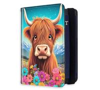 HJCYXJLK RFID Blocking Passport Holder for Travel, Passport Cover Case for Travel Document Organizer Passport Card Holder, Passport Wallet with Card Slots for Men & Women, 14, Highland Cow Night Sky