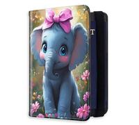 HJCYXJLK RFID Blocking Passport Holder for Travel, Passport Cover Case for Travel Document Organizer Passport Card Holder, Passport Wallet with Card Slots for Men & Women, L4, Pink Elephant Blossom