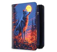 HJCYXJLK RFID Blocking Passport Holder for Travel, Passport Cover Case for Travel Document Organizer Passport Card Holder, Passport Wallet with Card Slots for Men & Women, L3, Moonlit Wolf, 8.5*5.6