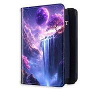 HJCYXJLK RFID Blocking Passport Holder for Travel, Passport Cover Case for Travel Document Organizer Passport Card Holder, Passport Wallet with Card Slots for Men & Women, L2, Purple Moon & Waterfall