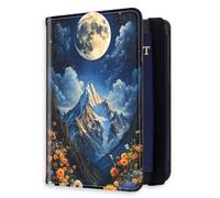 HJCYXJLK RFID Blocking Passport Holder for Travel, Passport Cover Case for Travel Document Organizer Passport Card Holder, Passport Wallet with Card Slots for Men & Women, L2, Mountain Under Full Moon