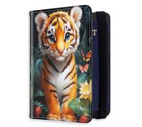 HJCYXJLK RFID Blocking Passport Holder for Travel, Passport Cover Case for Travel Document Organizer Passport Card Holder, Passport Wallet with Card Slots for Men & Women, L1, Forest Tiger Cub, 8.5
