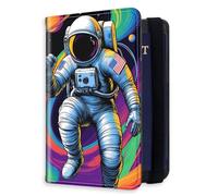 HJCYXJLK RFID Blocking Passport Holder for Travel, Passport Cover Case for Travel Document Organizer Passport Card Holder, Passport Wallet with Card Slots for Men & Women, 14, Cosmic Astronaut, 8.5
