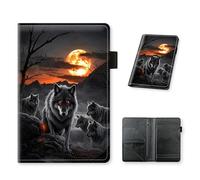 HJCYXJLK Server Book for Waitress, Moon Wolf Group PU Leather Server Guest Check Book with Zipper Pocket and Card Holder, Server Wallet Booklet for Waitstaff Organizer Fit Server Apron