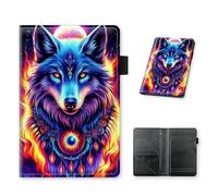 HJCYXJLK Server Book for Waitress, PU Leather Server Guest Check Book with Zipper Pocket and Card Holder, Server Wallet Booklet for Waitstaff Organizer Fit Server Apron, Beautiful Glowing Wolf
