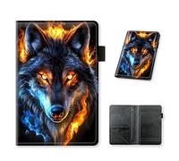 HJCYXJLK Server Book for Waitress, PU Leather Server Guest Check Book with Zipper Pocket and Card Holder, Server Wallet Booklet for Waitstaff Organizer Fit Server Apron, Glowing Wolf