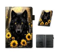 HJCYXJLK Server Book for Waitress, Sunflower Wolf PU Leather Server Guest Check Book with Zipper Pocket and Card Holder, Server Wallet Booklet for Waitstaff Organizer Fit Server Apron