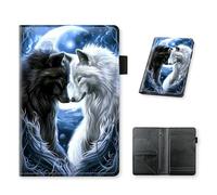 HJCYXJLK Server Book for Waitress, Wolves Love PU Leather Server Guest Check Book with Zipper Pocket and Card Holder, Server Wallet Booklet for Waitstaff Organizer Fit Server Apron