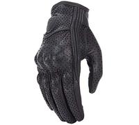 HJDGHU Motorcycle Gloves Retro Perforated Leather Motorcycle Gloves Touch Screen Full Finger Protective Gears Motocross Black Waterproof(Perforated Gloves,M)