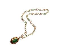 HJDIPCKYVG 24x34mm Green Jasper Red Crystal Pendant 8x14mm Pave Rosary Oval Shape Chain Choker Necklace