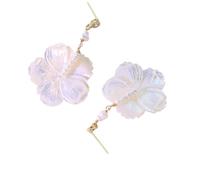 HJDMO Natural Pearl Shell Flower Drop Stud Earrings For Women 925 Sterling Silver Post Fairy Fresh Sweet Aesthetic Gold White Gift