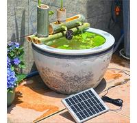 HJDSUDU Bamboo Solar Water Fountain Kit, Zen Garden Decor with Pump & Solar Powered,Feng Shui Water Fountain,Outdoor Garden Feature Decor,Bamboo Fountains, for Backyard Lawn,35CM