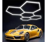 HJDSUDU Hexagon Garage LED Light, Honeycomb Garage Lights, 168W 20736LM 6500K White Super Bright 5 Grid Systems Hexagon Ceiling Light, Suitable for Garages Gyms Basements Barber Shop