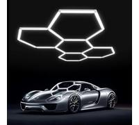 HJDSUDU LED Honeycomb Lighting Systems, Hexagon Garage Ceiling Light 6500K, DIY Super Bright Hex Lights, Car Garage Light Tubes, for Garage, Basement, Warehouse, Auto Beauty Shop,5 HEX B