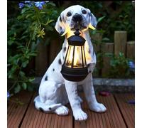 HJDSUDU Solar Dalmatian Dog Outdoor Statues for Garden, Creative Dog Ornaments with Solar Night Light, Farmhouse Dog Statue Decoration, Garden LED Lights Decor, for Walkway, Yard, Lawn