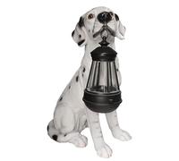 HJDSUDU Solar Garden Lights, Resin Dalmatian Dog Ornament with LED Light, Garden Windproof Lamp Dog Decor, Welcome Dog Outdoor Decorations LED Lights, for Yard, Walkway, Yard, Lawn