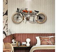 HJDSUDU Vintage Bike Wall Ornament, 43" Bicycle Art Sculpture, Metal Bike Wall Decor with Seat & Handles, Iron Bike Wall Decoration, Model Bike Statue, for Living Room, Study, Bedroom