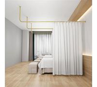 HJDSUDU Wall Mount Room Dividers, Medical Privacy Screen with L-shaped Gold Rod, Beauty Salon Privacy Partition Curtain, for Hospitals, Bathrooms, Clothing Stores, Massage Shops,White,230cm/91in