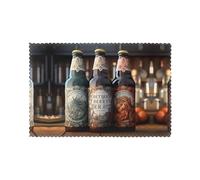 HJFCZH 3 Beer Bottles Prints Placemats Set of 6 12x18in - A Great Housewarming Gift for a Warm & Stylish Home