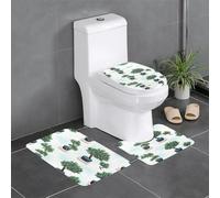 HJFCZH 3-Piece Bathroom Rugs Set 24x16in Bonsai Plant Picture Anti-Slip Floor Mats with Contour, Oval & Rectangular Shapes for Home, Kitchen & Restrooms