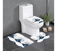 HJFCZH 3-Piece Bathroom Rugs Set 24x16in Castle on the Moon Picture Anti-Slip Floor Mats with Contour, Oval & Rectangular Shapes for Home, Kitchen & Restrooms