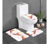 HJFCZH 3-Piece Bathroom Rugs Set 24x16in Fire phoenix flying in the starry sky Picture Anti-Slip Floor Mats with Contour, Oval & Rectangular Shapes for Home, Kitchen & Restrooms