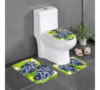 HJFCZH 3-Piece Bathroom Rugs Set 24x16in Fresh Grapes Picture Anti-Slip Floor Mats with Contour, Oval & Rectangular Shapes for Home, Kitchen & Restrooms