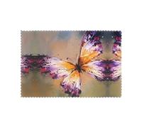 HJFCZH 6PCS Heat Resistant Placemats, Thick & Durable Polyester Dining Table Mats for Home Kitchen, Hotel, Banquet - Easy Wash Embroidery Colorful Butterfly Prints