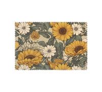 HJFCZH 6PCS Heat Resistant Placemats, Thick & Durable Polyester Dining Table Mats for Home Kitchen, Hotel, Banquet - Easy Wash Goodlooking Hello Sunshine Prints