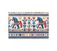 HJFCZH 6PCS Heat Resistant Placemats, Thick & Durable Polyester Dining Table Mats for Home Kitchen, Hotel, Banquet - Easy Wash Swedish Dala Horse Folk Prints