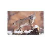 HJFCZH 6PCS Heat Resistant Placemats, Thick & Durable Polyester Dining Table Mats for Home Kitchen, Hotel, Banquet - Easy Wash Wild bobcat Prints