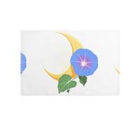 HJFCZH 6PCS Heat Resistant Placemats, Thick & Durable Polyester Dining Table Mats for Home Kitchen, Hotel, Banquet - Easy Wash Morning Glory On The Moon Prints