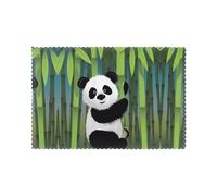 HJFCZH 6PCS Heat Resistant Placemats, Thick & Durable Polyester Dining Table Mats for Home Kitchen, Hotel, Banquet - Easy Wash Curious Baby Panda Prints