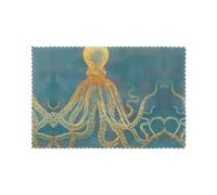 HJFCZH 6Pcs Heat Resistant Placemats, Thick & Wear-Resistant Table Mats for Dining, Home Kitchen Decor, Hotel Banquet, Washable Golden Octopus Prints