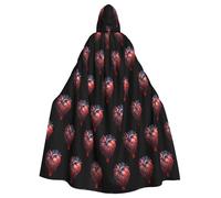 HJFCZH A bloody heart Pattern Adult Halloween hooded jacket cloak long party cloak suitable for men and women