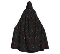 HJFCZH A heart that needs careful care Pattern Adult Halloween hooded jacket cloak long party cloak suitable for men and women