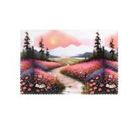HJFCZH A path full of flowers Printed Placemats for Dining Table Set of 6 for Hotels, Homes, and Banquets as Decorative Table Decorations, Beautiful durable